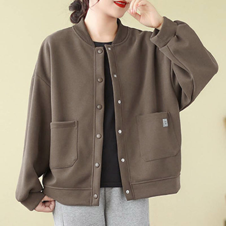 Buddha Stones Fall Casual Minimalist Button-Up Solid Women's Jacket With Pockets - image 1