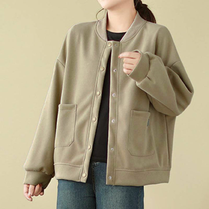 Buddha Stones Fall Casual Minimalist Button-Up Solid Women's Jacket With Pockets - image 7