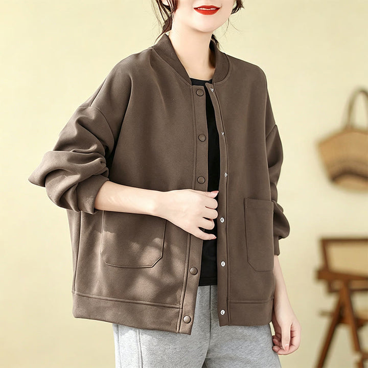 Buddha Stones Fall Casual Minimalist Button-Up Solid Women's Jacket With Pockets - SaddleBrown - US12, UK/AU16, EU44 (XL) - image 0