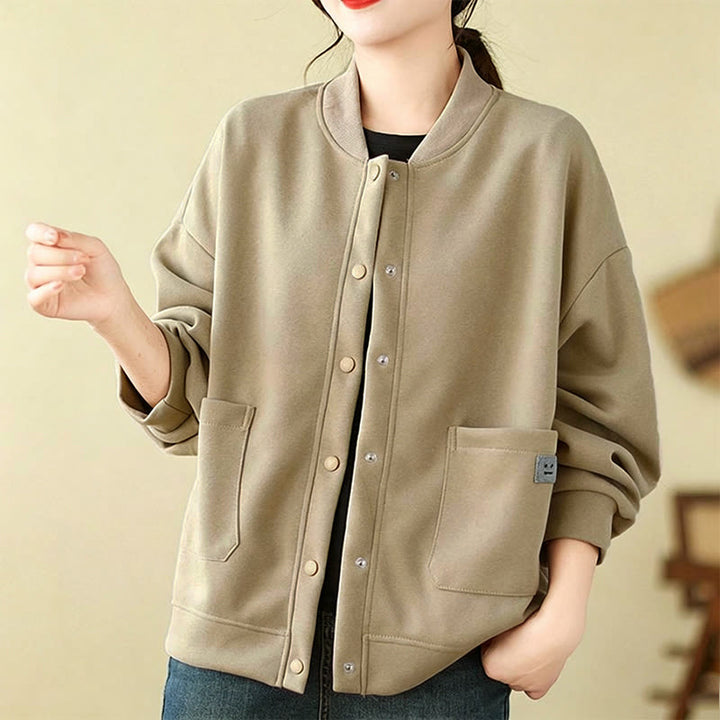 Buddha Stones Fall Casual Minimalist Button-Up Solid Women's Jacket With Pockets - image 5
