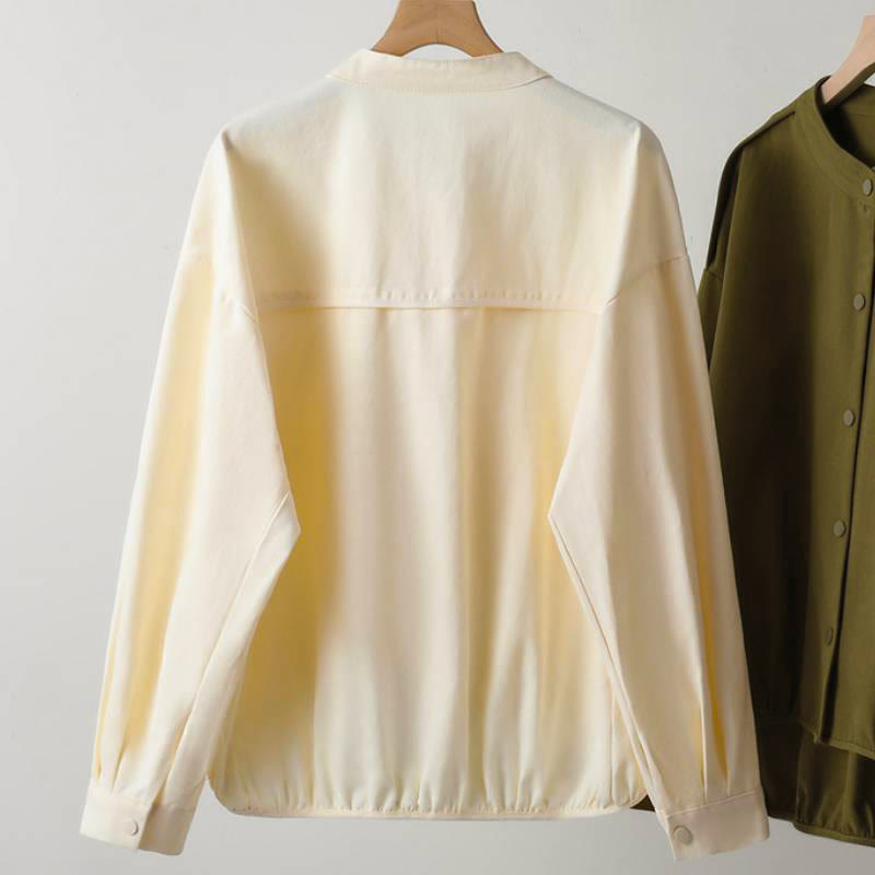 Buddha Stones Fall Casual Tang Style Mandarin Collar Solid Women's Jacket With Patch Pocket - image 12