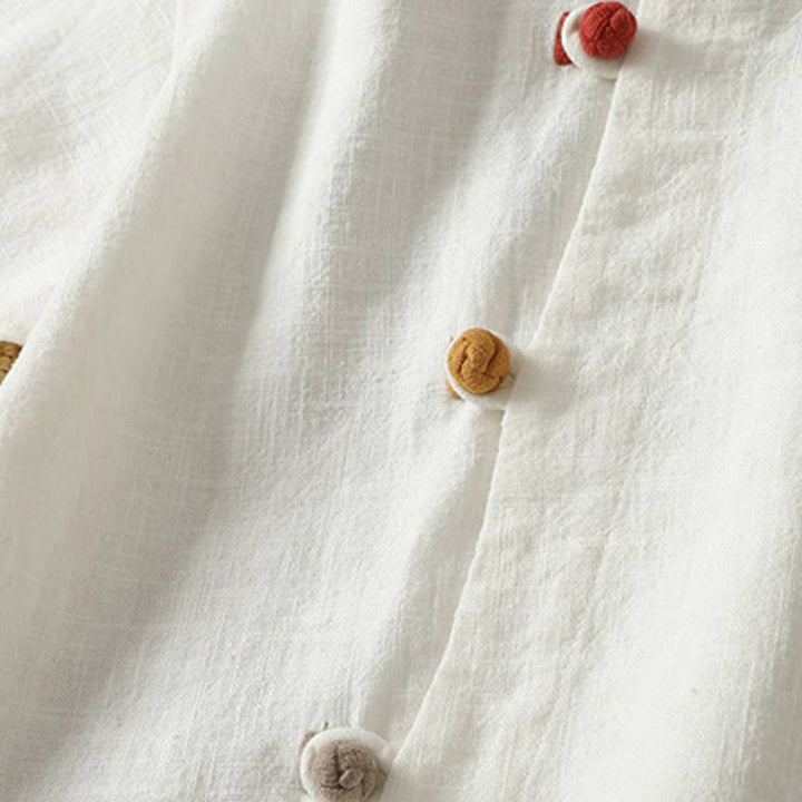 Buddha Stones Spring Fall Vintage Tang Style Frog Button Solid Women's Long Sleeve Shirts - image 4
