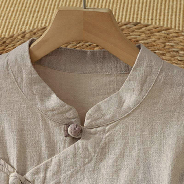 Buddha Stones Spring Fall Vintage Tang Style Frog Button Solid Women's Long Sleeve Shirts - image 11