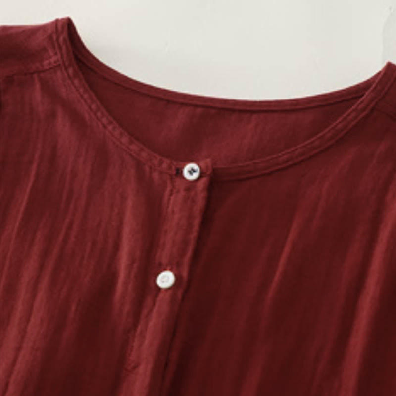 Buddha Stones Spring Fall Casual Vintage Button-Up Solid Women's Long Sleeve Shirts - image 4