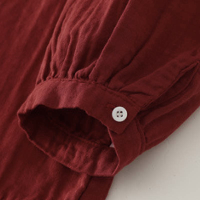 Buddha Stones Spring Fall Casual Vintage Button-Up Solid Women's Long Sleeve Shirts - image 6