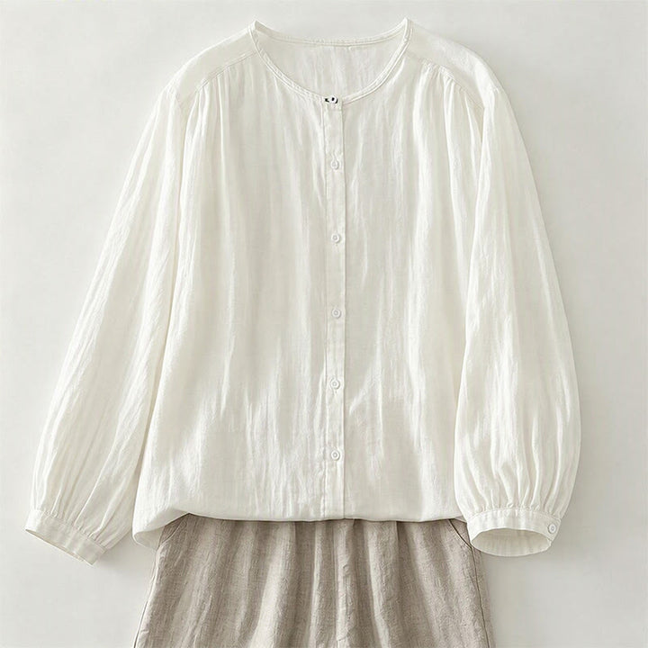 Buddha Stones Spring Fall Casual Vintage Button-Up Solid Women's Long Sleeve Shirts - image 15