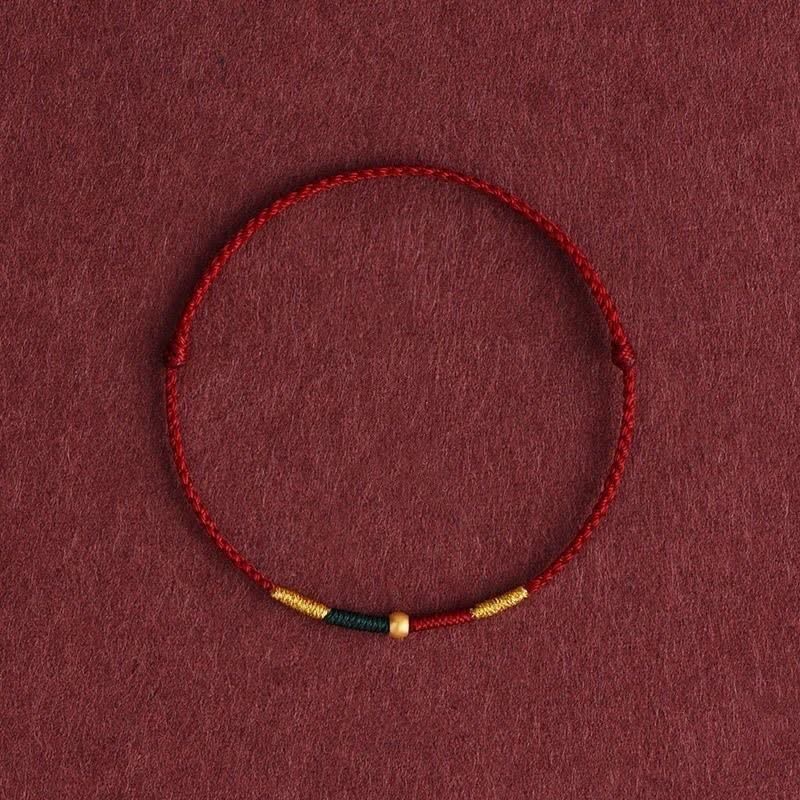 Buddha Stones Copper Bead Red String Protection Braided Rope Bracelet - Burgundy(Wrist Circumference: 5.9–6.7 in / 15–17 cm) - image 0