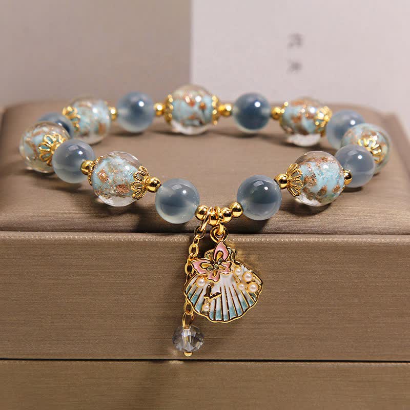 Buddha Stones Candy Agate Liuli Glass Bead Love Shell Butterfly Charm Bracelet - image 8