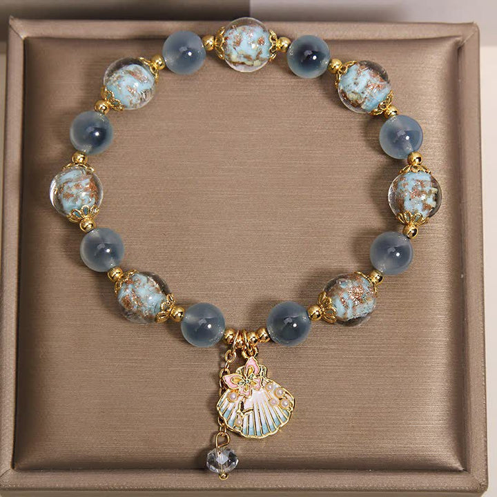 Buddha Stones Candy Agate Liuli Glass Bead Love Shell Butterfly Charm Bracelet - image 2