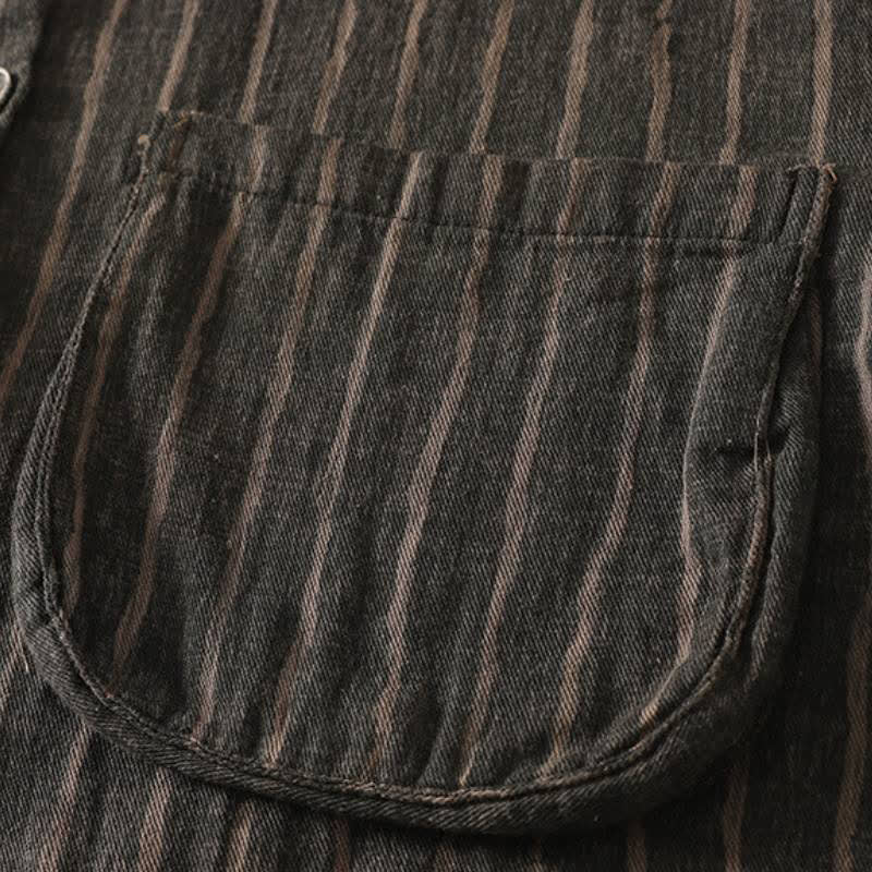 Buddha Stones Fall Casual Vintage Button-Up Striped Women's Jacket With Pockets - image 3
