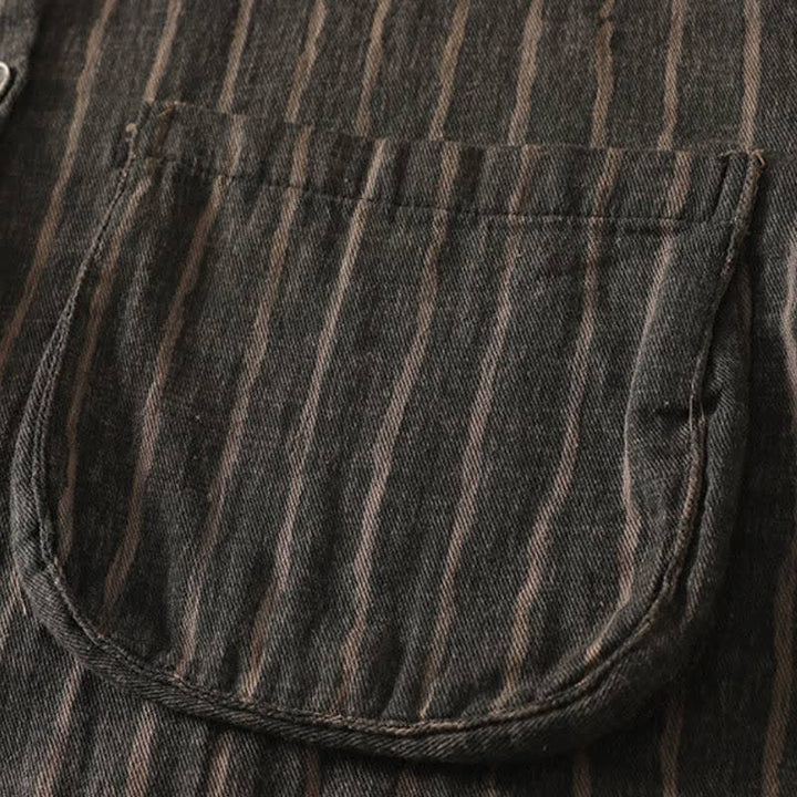 Buddha Stones Fall Casual Vintage Button-Up Striped Women's Jacket With Pockets - image 3