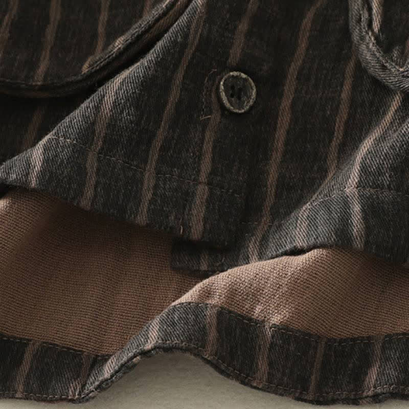 Buddha Stones Fall Casual Vintage Button-Up Striped Women's Jacket With Pockets - image 4