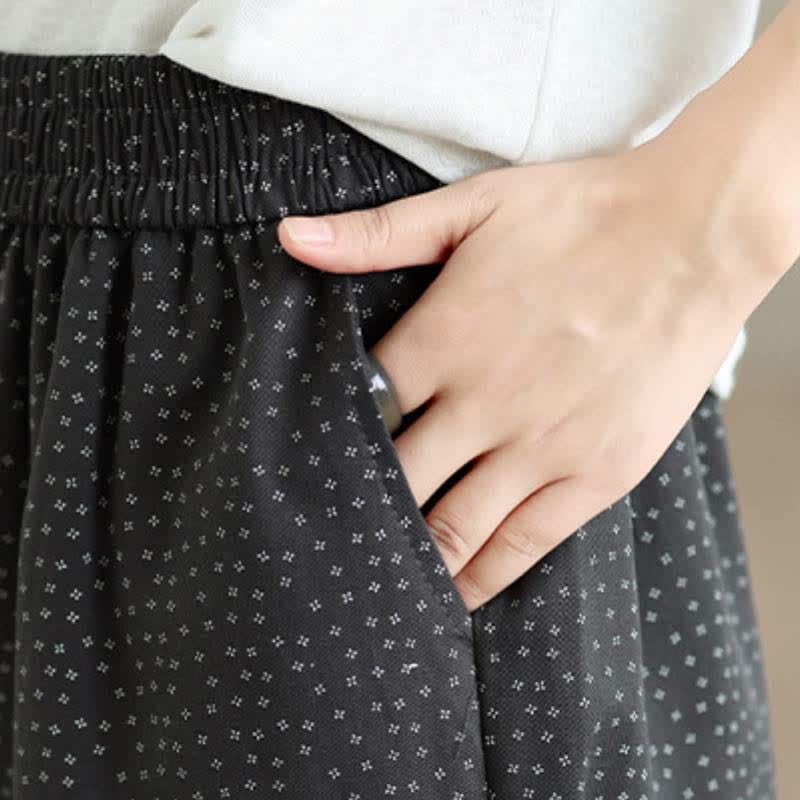 Buddha Stones Spring Summer Casual Floral Cropped Pants Women's Straight Leg Pants With Pocket - image 8