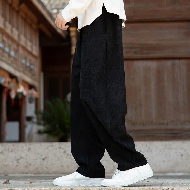 Buddha Stones Fall Winter Casual Minimalist Drawstring Solid Ankle Pants Corduroy Men's Tapered Pants With Pocket - image 11