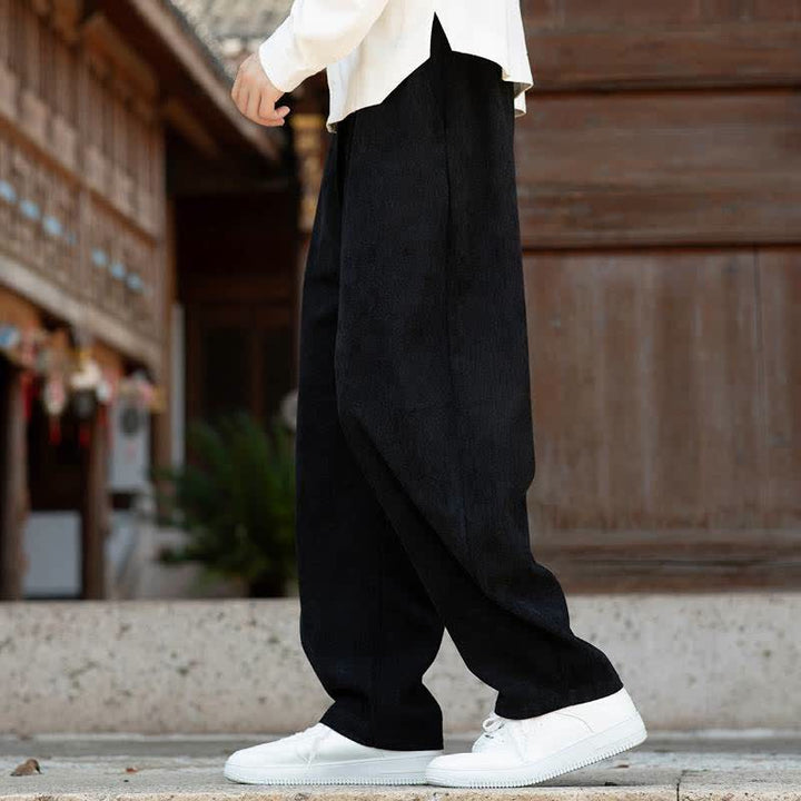 Buddha Stones Fall Winter Casual Minimalist Drawstring Solid Ankle Pants Corduroy Men's Tapered Pants With Pocket - image 11