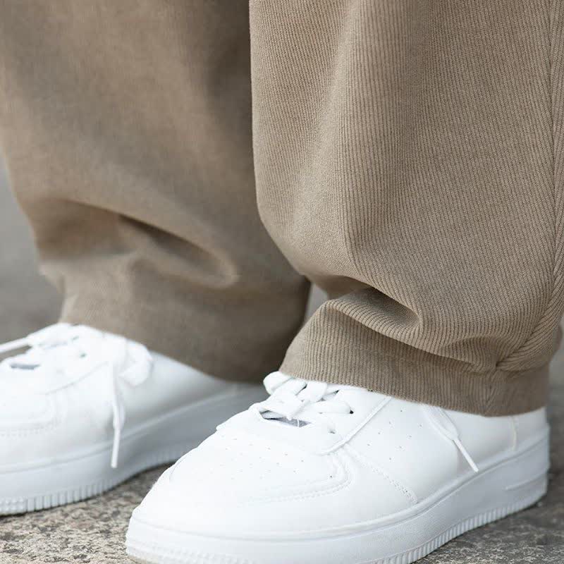 Buddha Stones Fall Winter Casual Minimalist Drawstring Solid Ankle Pants Corduroy Men's Tapered Pants With Pocket - image 6