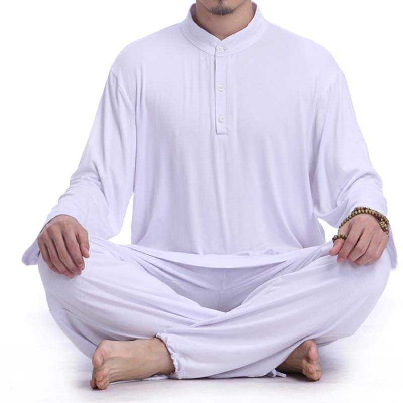 Meditation Prayer Spiritual Zen Tai Chi Practice Yoga Clothing Men's Set - White - US/UK/AU44，EU54 (3XL) - image 12