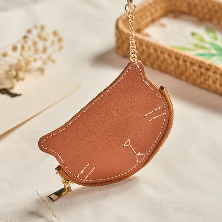 Buddha Stones Vintage Cat Shape Zipper Leather Charm Purse - image 5