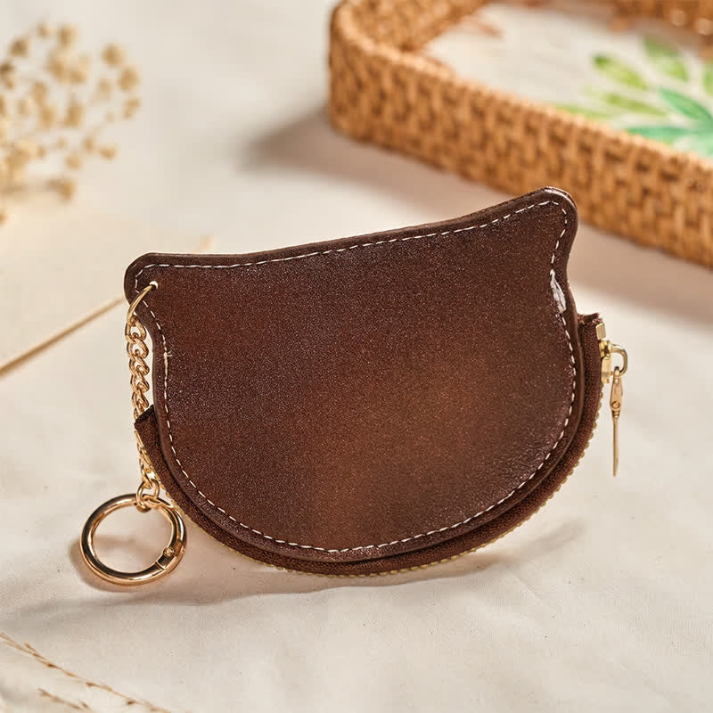 Buddha Stones Vintage Cat Shape Zipper Leather Charm Purse - image 2