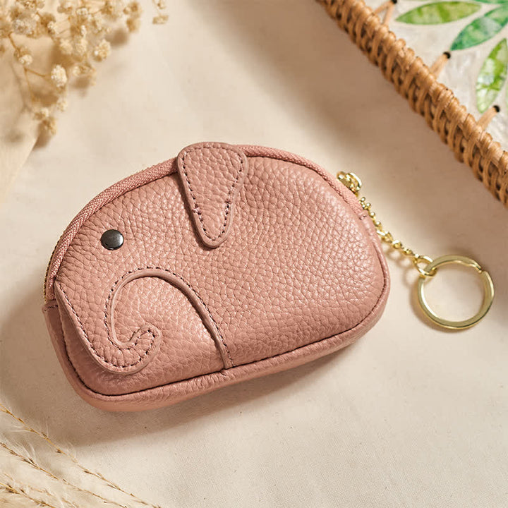 Buddha Stones PU Leather Elephant Wisdom Mini Zipper Purse - LightPink (Approx. 12.5 cm × 2 cm × 8.5 cm) - image 0