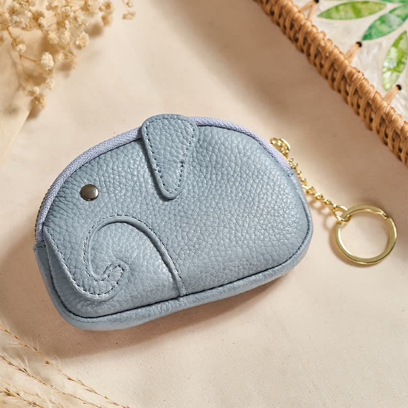 Buddha Stones PU Leather Elephant Wisdom Mini Zipper Purse - LightSteelBlue (Approx. 12.5 cm × 2 cm × 8.5 cm) - image 6