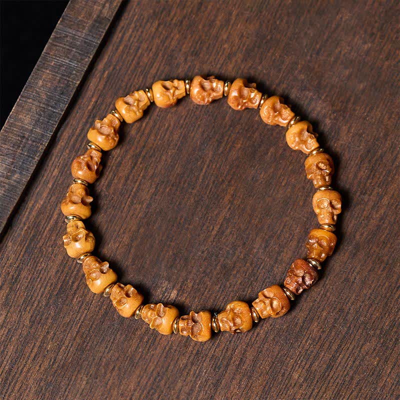 Buddha Stones Bone Skull Hand Carved Tibetan New Beginning Bracelet - Bone Bead - image 0