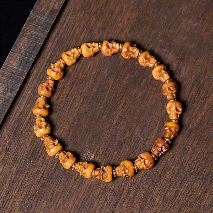 Buddha Stones Bone Skull Hand Carved Tibetan New Beginning Bracelet - Bone Bead - image 0