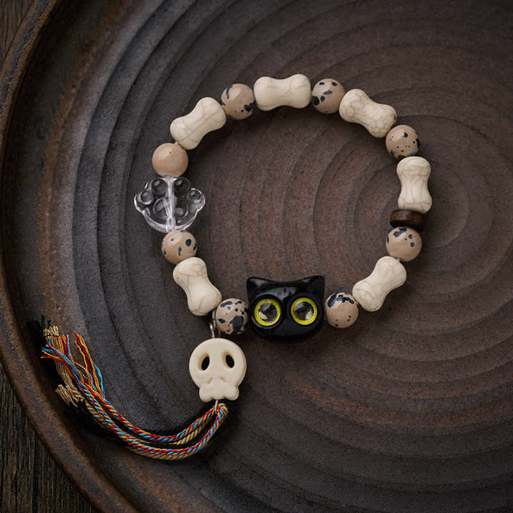 Buddha Stones Cat Skull Bone Design Courage Bracelet - image 1