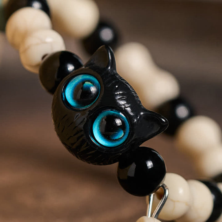 Buddha Stones Skull Black Cat Beaded Strength Bracelet - image 3