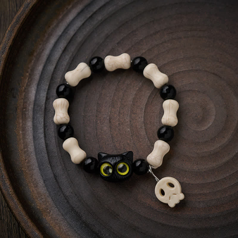 Buddha Stones Skull Black Cat Beaded Strength Bracelet - image 11