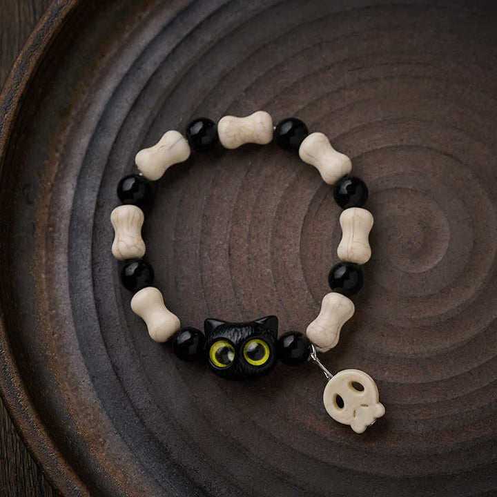 Buddha Stones Skull Black Cat Beaded Strength Bracelet - image 11