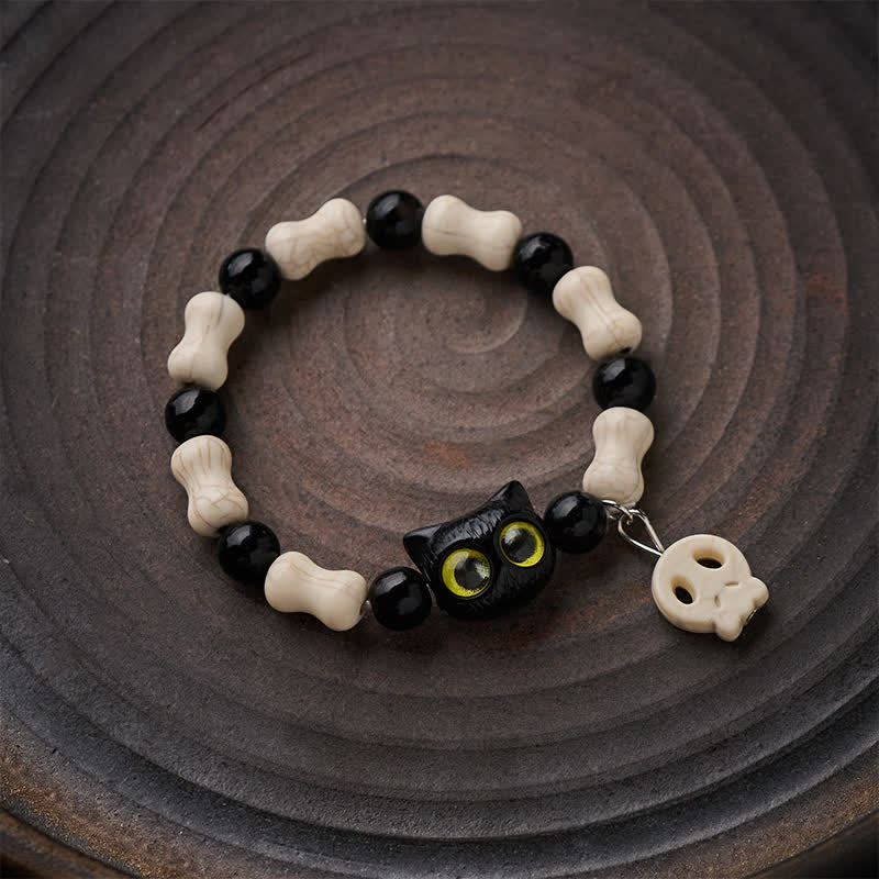 Buddha Stones Skull Black Cat Beaded Strength Bracelet - image 10