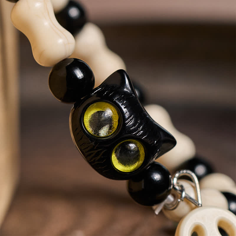 Buddha Stones Skull Black Cat Beaded Strength Bracelet - image 12