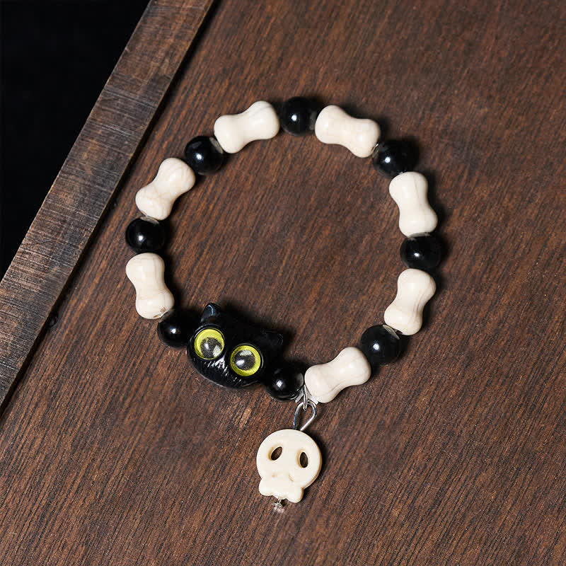 Buddha Stones Skull Black Cat Beaded Strength Bracelet - image 9