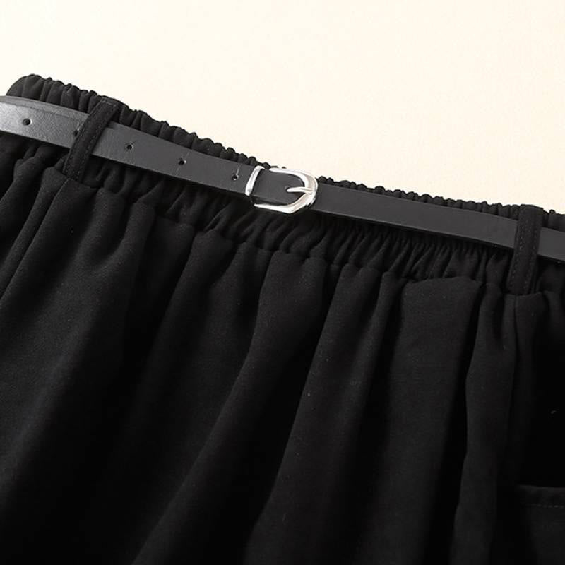 Buddha Stones Fall Minimalist Elegant Side Slit Solid Women's Skirt With Pocket - image 6