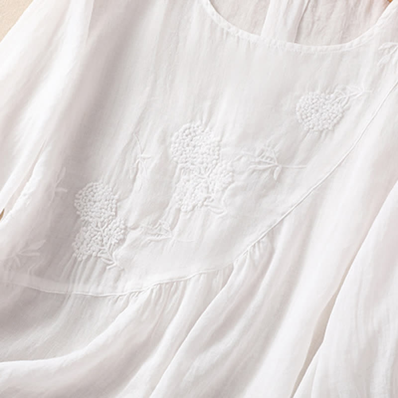 Buddha Stones Embroidered Flower Crew Neck Design Women's Half Sleeve Shirt - image 13