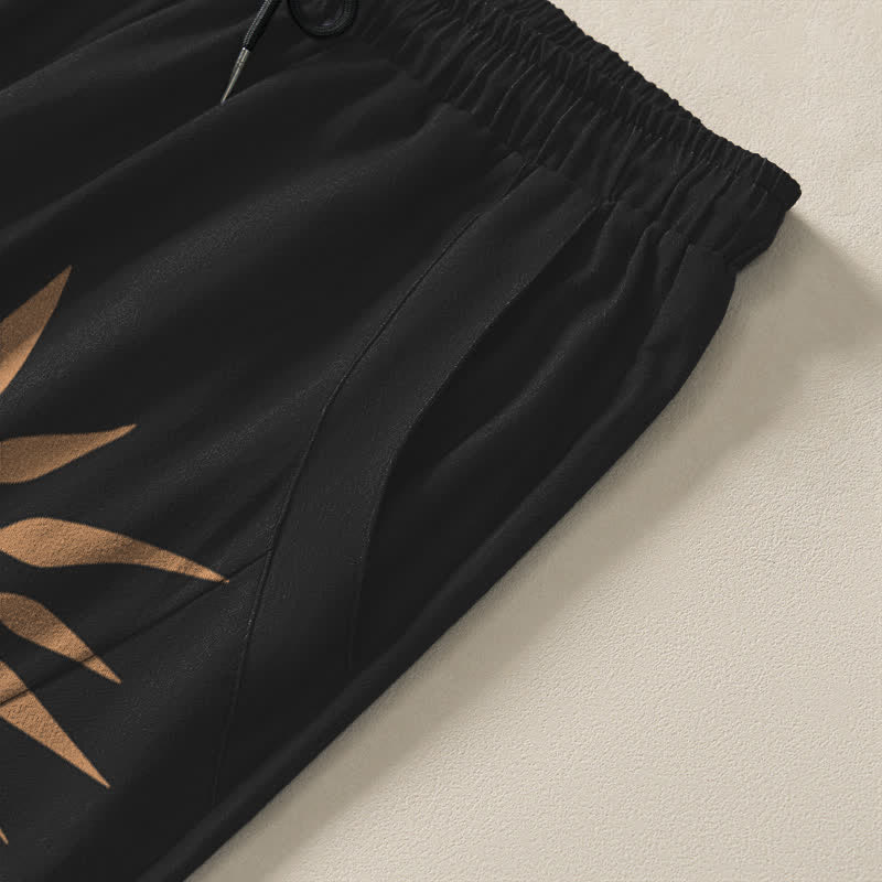 Buddha Stones Pure Cotton Sun Spiral Pattern Drawstring Men's Tapered Pants With Pockets - image 4