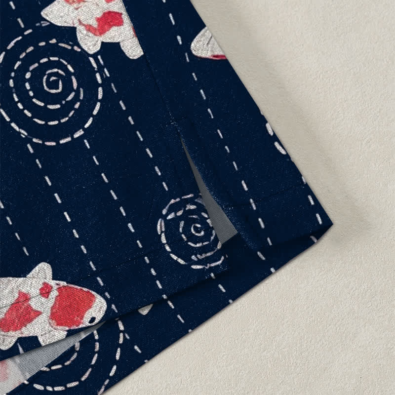 Buddha Stones Cotton Koi Ripple Pattern Open Front Men's Kimono - image 4