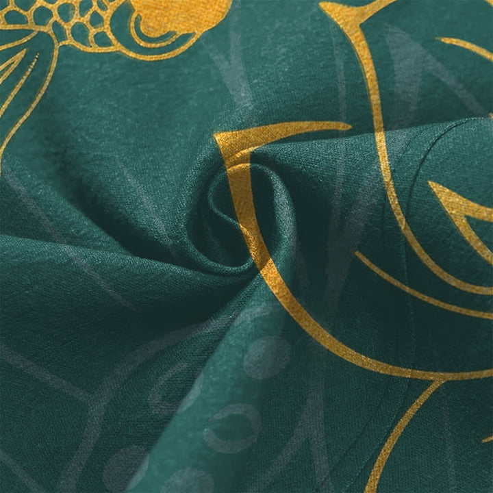 Buddha Stones Cotton Koi Lotus Pattern Open Front Men's Kimono - image 5
