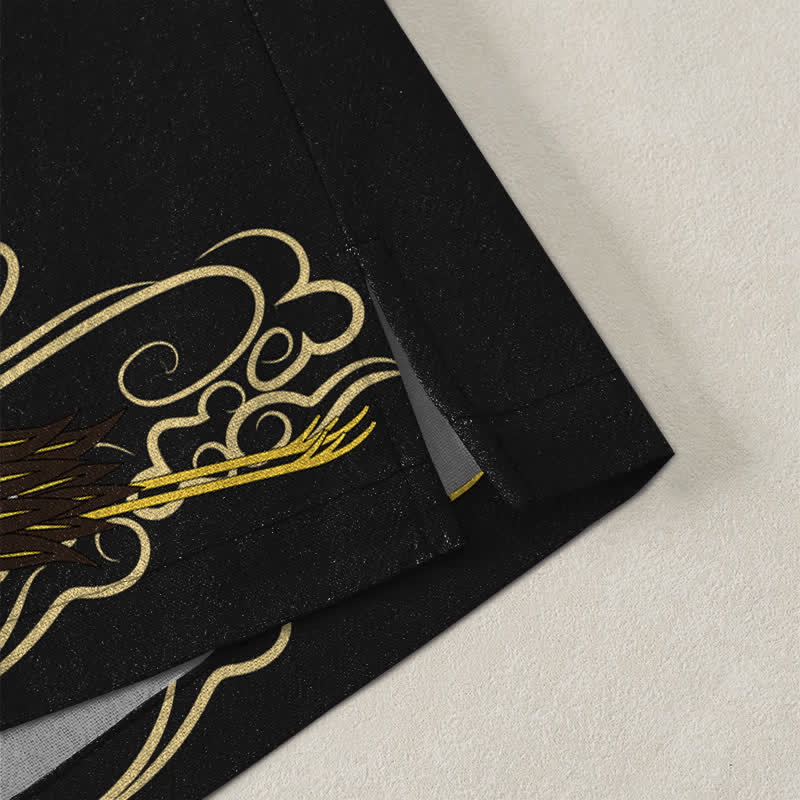 Buddha Stones Cotton White Crane Auspicious Cloud Pattern Open Front Men's Kimono - image 4