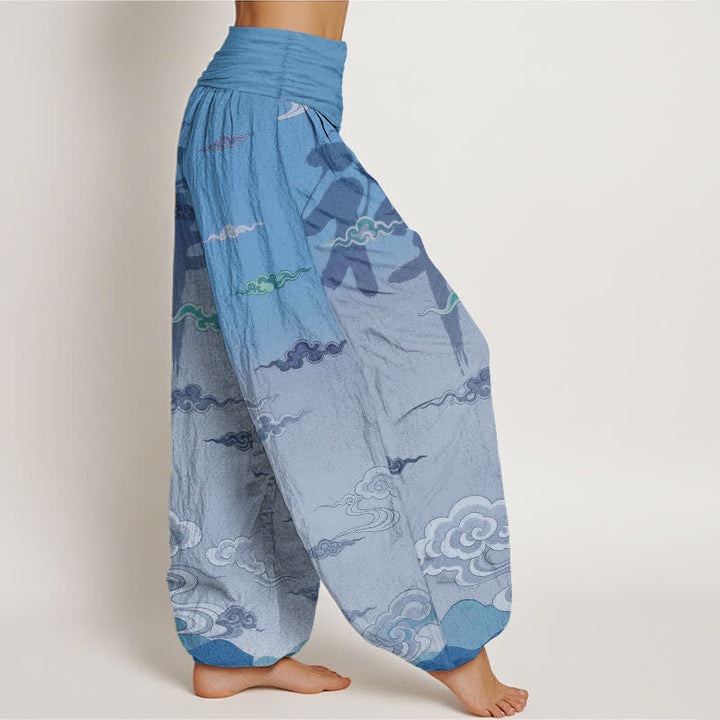 Buddha Stones Cotton Zen Oriental Cloud Wash Pattern Women's Elastic Waist Harem Pants - image 6