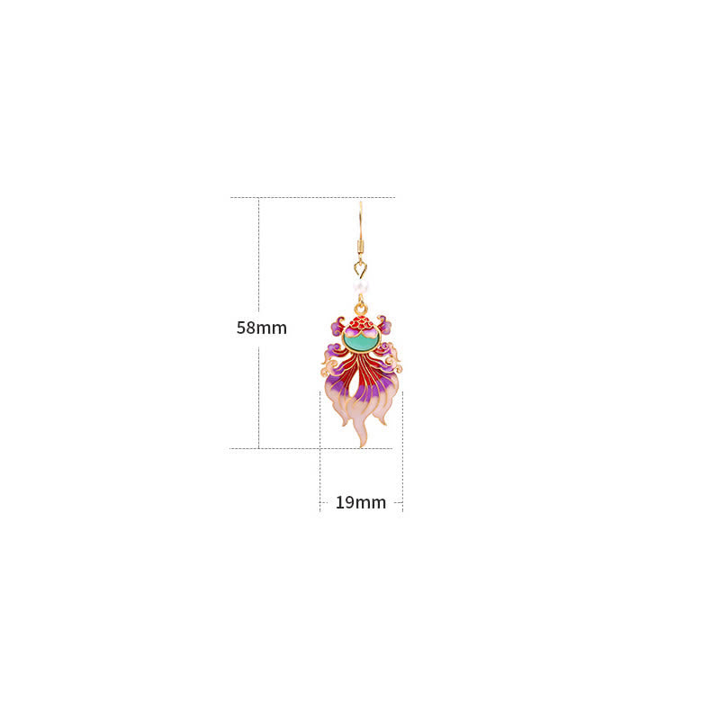 Buddha Stones Retro Copper Koi Fish Wealth Drop Earrings - image 4