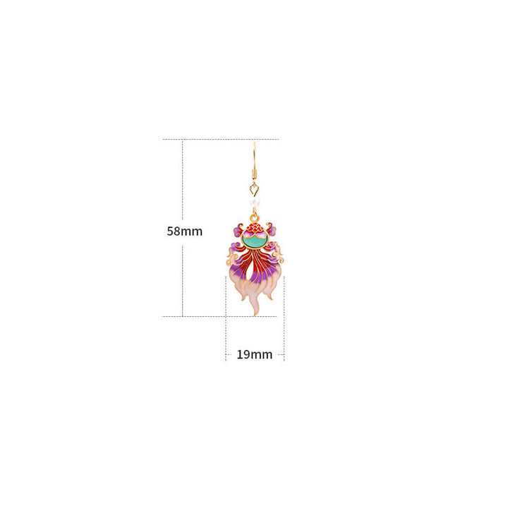 Buddha Stones Retro Copper Koi Fish Wealth Drop Earrings - image 4