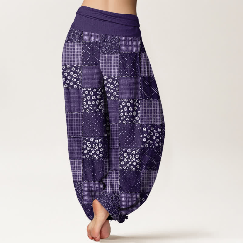 Buddha Stones Cotton Vintage Patchwork Bloom Pattern Women's Elastic Waist Harem Pants - image 7