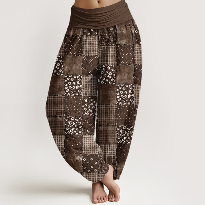 Buddha Stones Cotton Vintage Patchwork Bloom Pattern Women's Elastic Waist Harem Pants - Peru - US16，UK/AU20，EU48 (3XL) - image 8