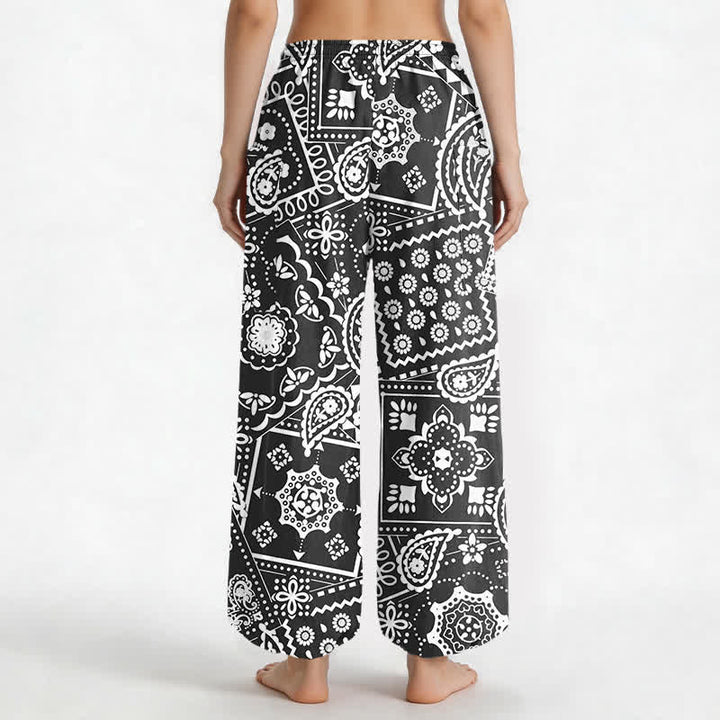 Buddha Stones Cotton Bohemian Paisley Bandana Pattern Women's Elastic Waist Harem Pants With Side Pockets - image 2