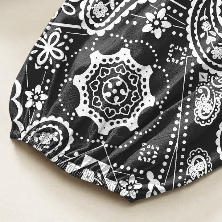 Buddha Stones Cotton Bohemian Paisley Bandana Pattern Women's Elastic Waist Harem Pants With Side Pockets - image 6