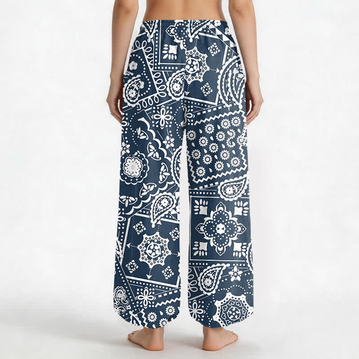 Buddha Stones Cotton Bohemian Paisley Bandana Pattern Women's Elastic Waist Harem Pants With Side Pockets - image 9