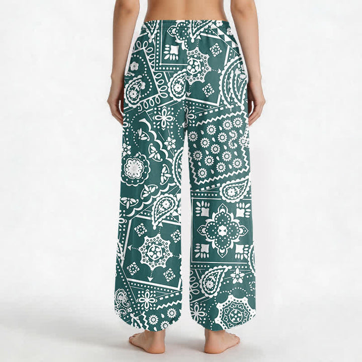 Buddha Stones Cotton Bohemian Paisley Bandana Pattern Women's Elastic Waist Harem Pants With Side Pockets - image 12