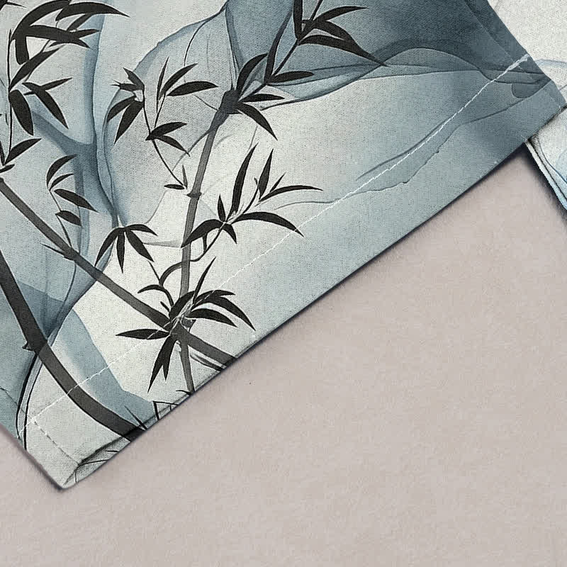 Buddha Stones Pure Cotton Oriental Bamboo Pattern Women's Elastic Waist Pants With Pockets - image 1